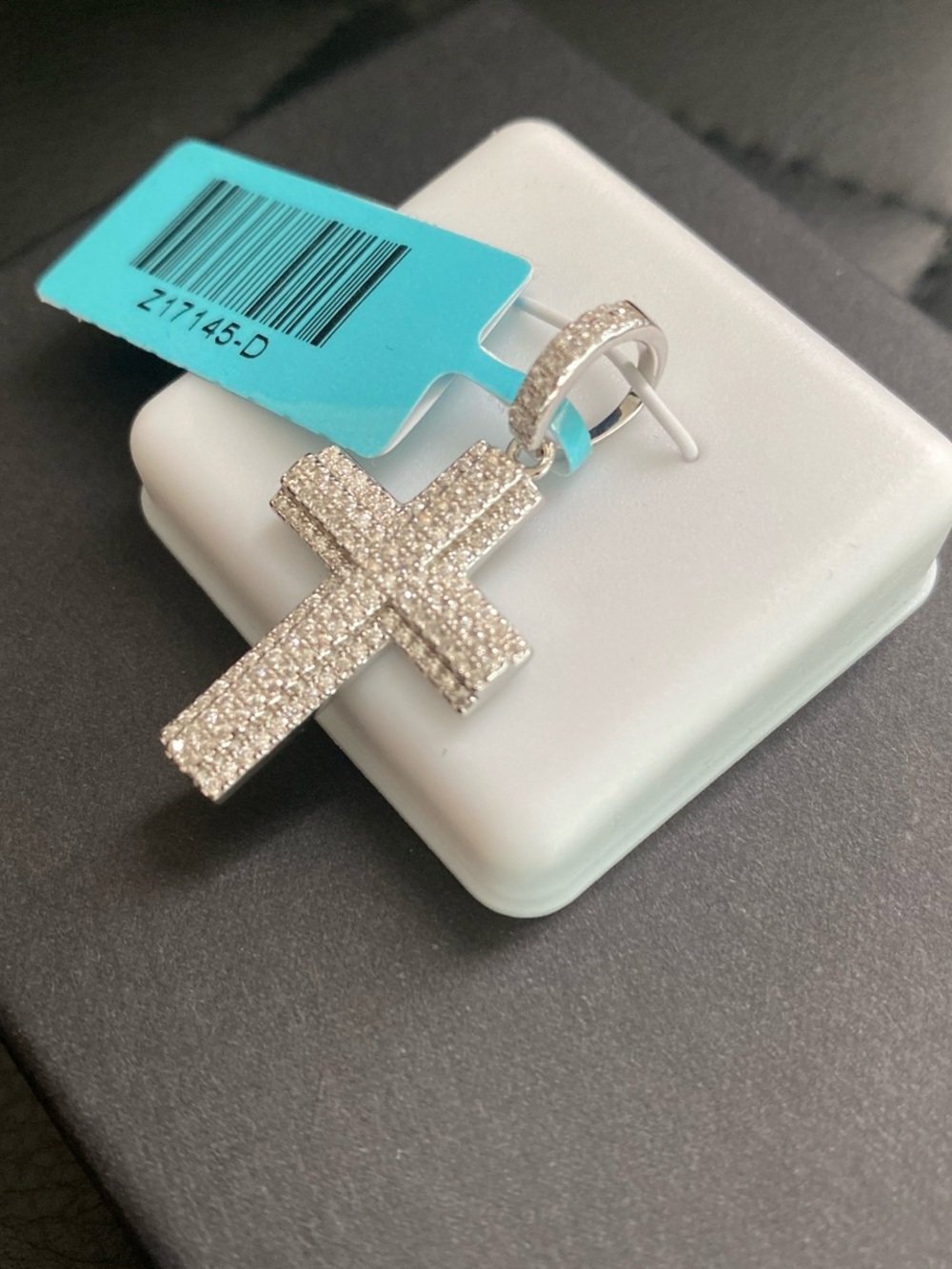 Silver Moissanite Cross Pendant - Picture 2 of 6